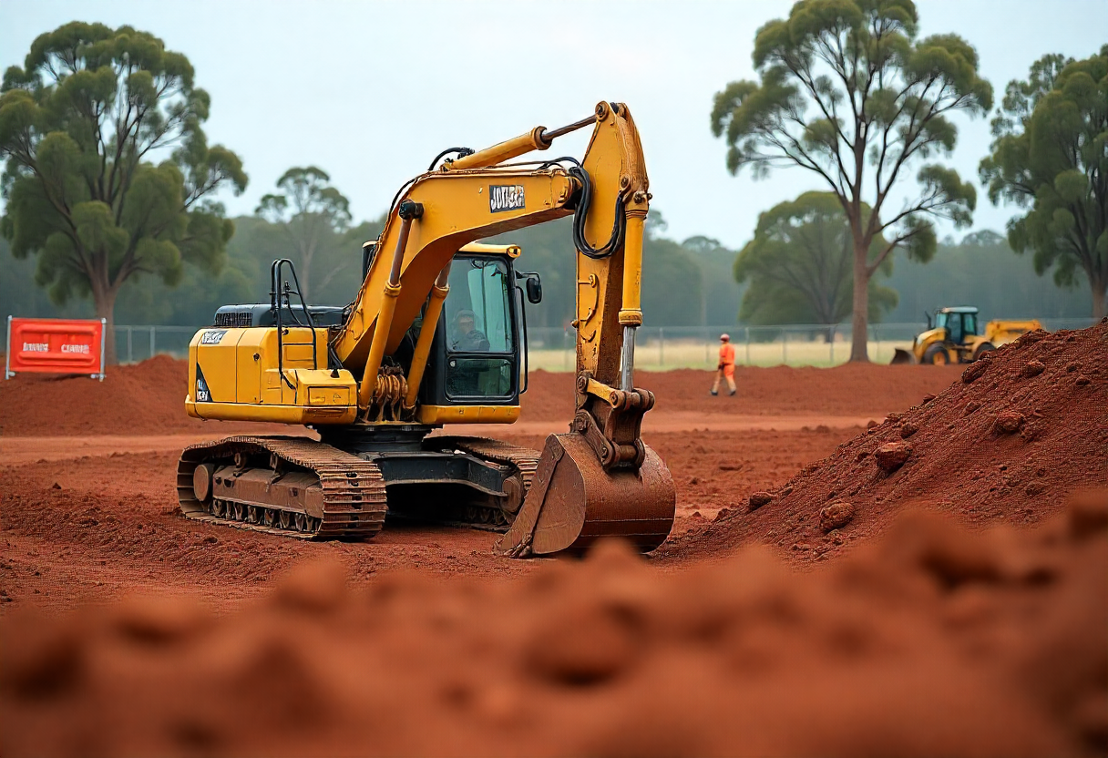 Excavator in Canberra Clay Soil – Construction Site with Challenging Ground Conditions