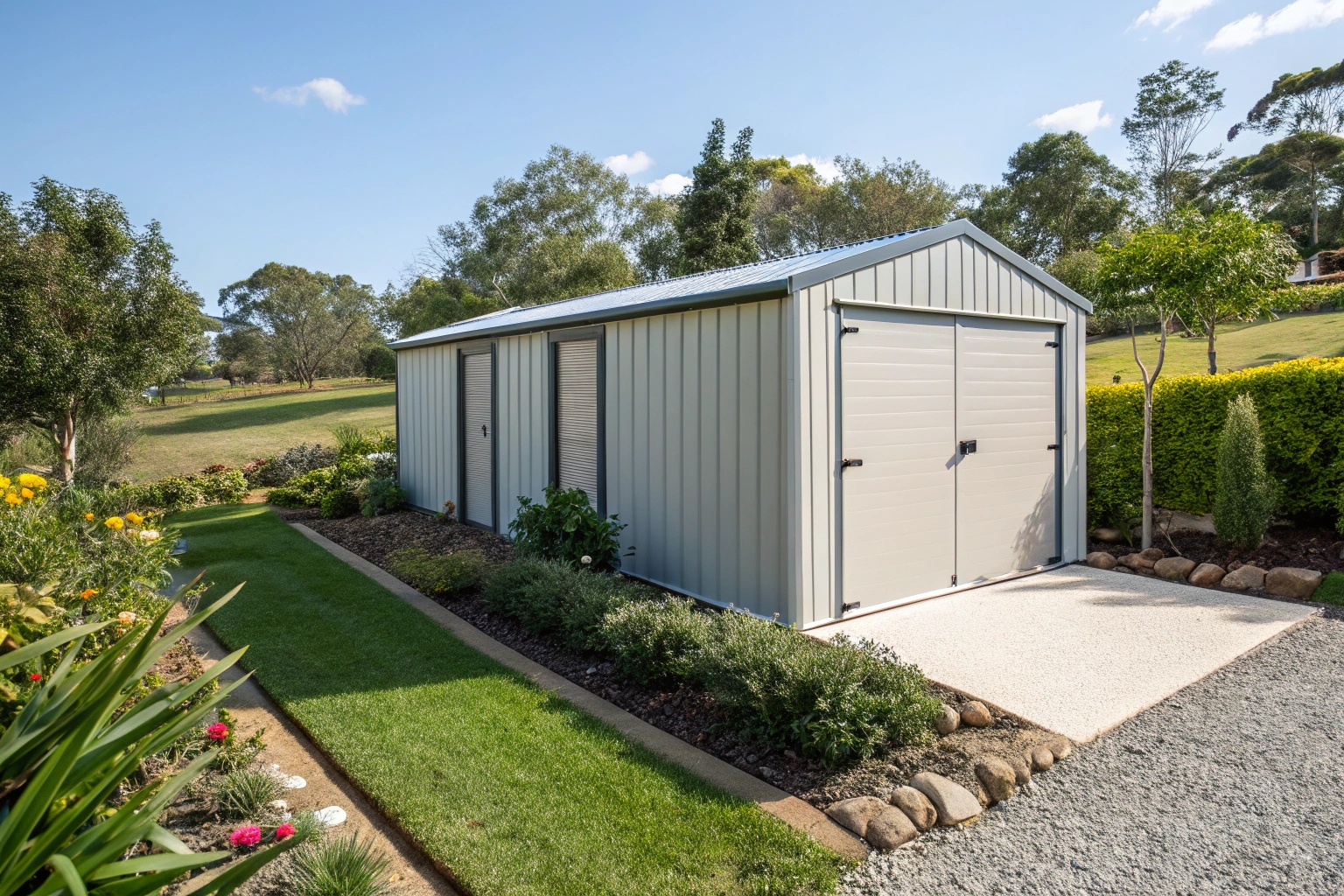 Storage shed built on a professional concrete slab foundation in a Canberra residential property